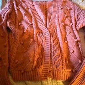 For Love And Lemons Coral Cable Knit Cardigan